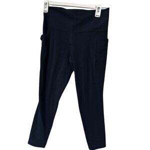 Athleta Salutation Stash Pocket II 7/8 Leggings Womens Medium Blue Nylon Spandex